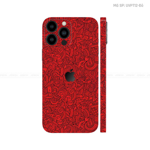 Dán Skin IPhone 12 Series Vân Nổi Pattern Cartoo Đỏ | UVPT12
