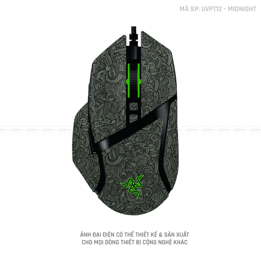 Skin Dán Chuột Razer Vân Nổi Hình PATTERN CARTOON Midnight | UVPT12