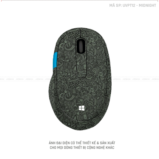 Skin Dán Chuột Microsoft Vân Nổi PATTERN CARTOON Màu Midnight | UVPT12