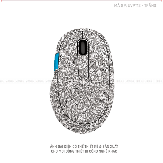 Skin Dán Chuột Microsoft Vân Nổi PATTERN CARTOON Màu Trắng | UVPT12