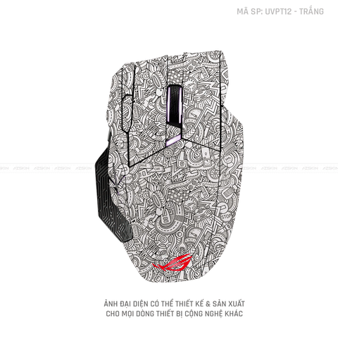 Skin Dán Chuột Asus Vân Nổi Hình PATTERN CARTOON Trắng | UVPT12