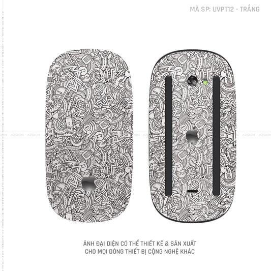 Skin Dán Chuột Apple Magic Mouse Vân Nổi Hình PATTERN CARTOON Màu Trắng | UVPT12