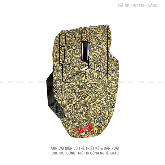 Skin Dán Chuột Asus Vân Nổi Hình PATTERN CARTOON Vàng | UVPT12
