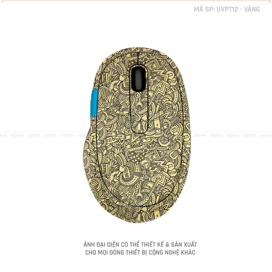 Skin Dán Chuột Microsoft Vân Nổi PATTERN CARTOON Màu Vàng | UVPT12