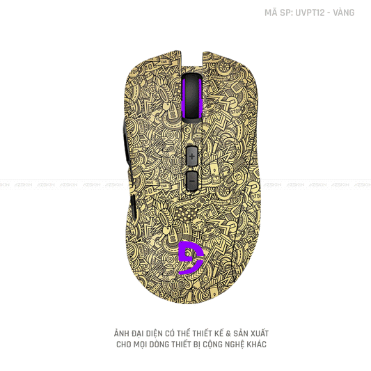 Skin Dán Chuột Fuhlen Vân Nổi Hình PATTERN CARTOON Màu Vàng | UVPT12