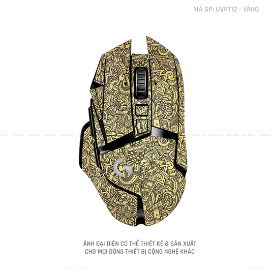 Skin Dán Chuột Logitech Vân Nổi PATTERN CARTOON Vàng | UVPT12