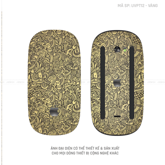 Skin Dán Chuột Apple Magic Mouse Vân Nổi Hình PATTERN CARTOON Màu Vàng | UVPT12