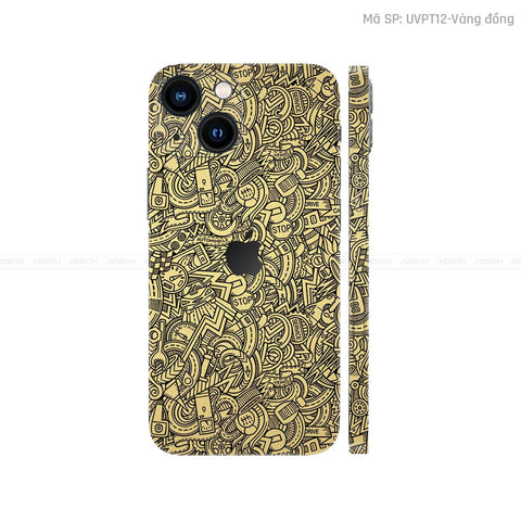 Dán Skin IPhone 16 Series Vân Pattern Cartoon Vàng Đồng | UVPT12