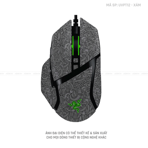 Skin Dán Chuột Razer Vân Nổi Hình PATTERN CARTOON Xám | UVPT12