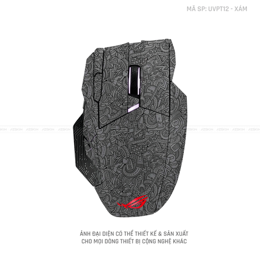 Skin Dán Chuột Asus Vân Nổi Hình PATTERN CARTOON Xám | UVPT12