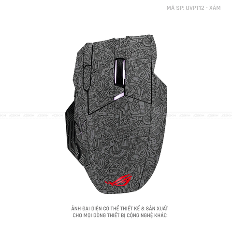 Skin Dán Chuột Asus Vân Nổi Hình PATTERN CARTOON Xám | UVPT12