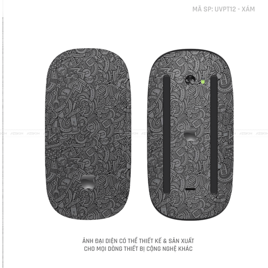 Skin Dán Chuột Apple Magic Mouse Vân Nổi Hình PATTERN CARTOON Màu XÁm | UVPT12
