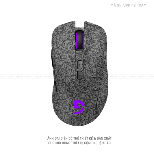 Skin Dán Chuột Fuhlen Vân Nổi Hình PATTERN CARTOON Màu Xám | UVPT12