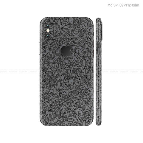 Dán Skin IPhone X Series Vân Pattern Cartoon Xám | UVPT12