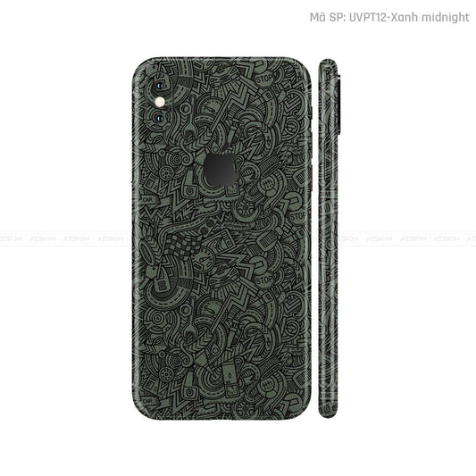 Dán Skin IPhone X Series Vân Pattern Cartoon Xanh | UVPT12