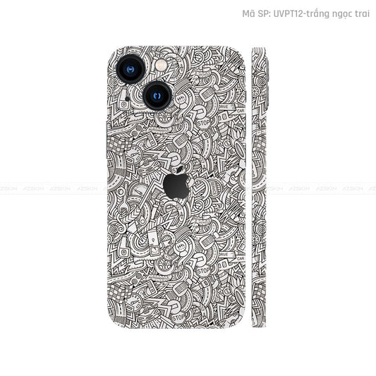 Dán Skin IPhone 14 Series Vân Pattern Cartoon Trắng | UVPT12