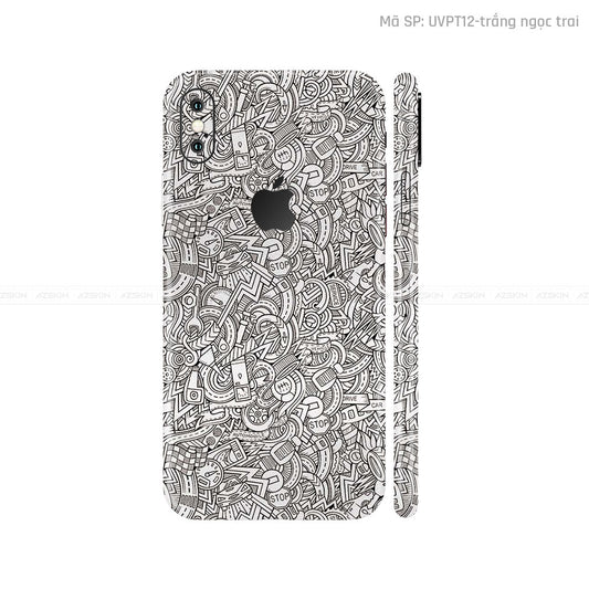 Dán Skin IPhone X Series Vân Pattern Cartoon Trắng | UVPT12