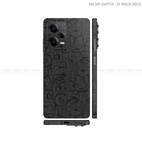 Dán Skin Xiaomi Redmi Note 12 Series Vân Nổi Vi Mạch 2023 Đen | UVPT14