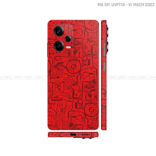 Dán Skin Xiaomi Redmi Note 12 Series Vân Nổi Vi Mạch 2023 Đỏ | UVPT14