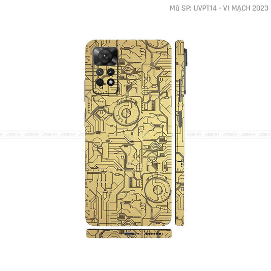 Dán Skin Xiaomi Redmi Note 11 Series Vân Nổi Vi Mạch 2023 Vàng | UVPT14