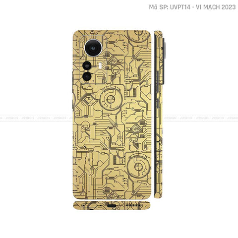 Dán Skin Xiaomi 12 Series Vân Nổi Vi Mạch 2023 Vàng Đồng | UVPT14