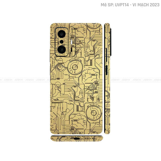 Dán Skin Xiaomi 11 Series Vân Nổi Vi Mạch 2023 Vàng Đồng | UVPT14