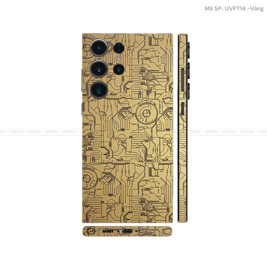 Dán Skin Galaxy S23 Series Vân Nổi Vi Mạch 2023 Vàng Đồng | UVPT14