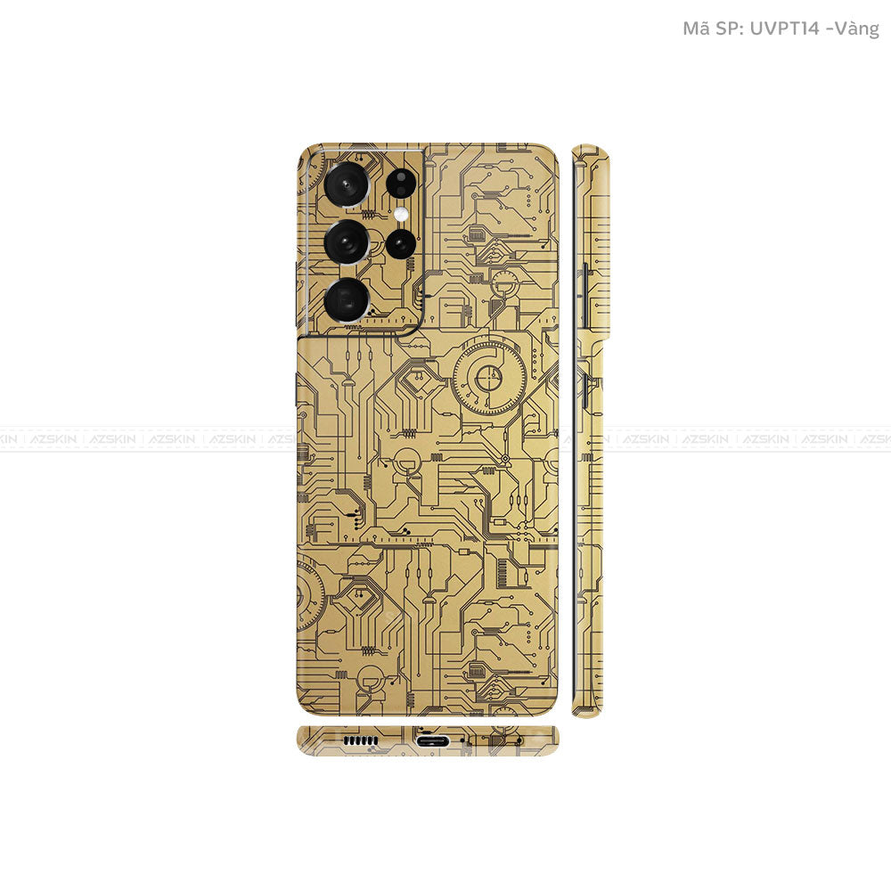 Dán Skin Galaxy S21 Series Vân Vi Mạch 2023 Vàng Đồng | UVPT14
