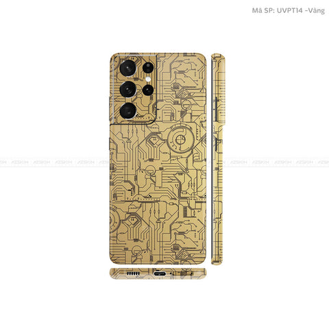 Dán Skin Galaxy S21 Series Vân Vi Mạch 2023 Vàng Đồng | UVPT14