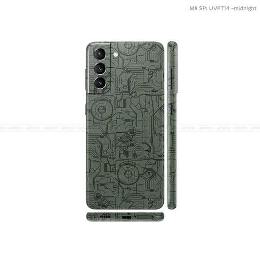 Dán Skin Galaxy S21 Series Vân Vi Mạch 2023 Xanh | UVPT14