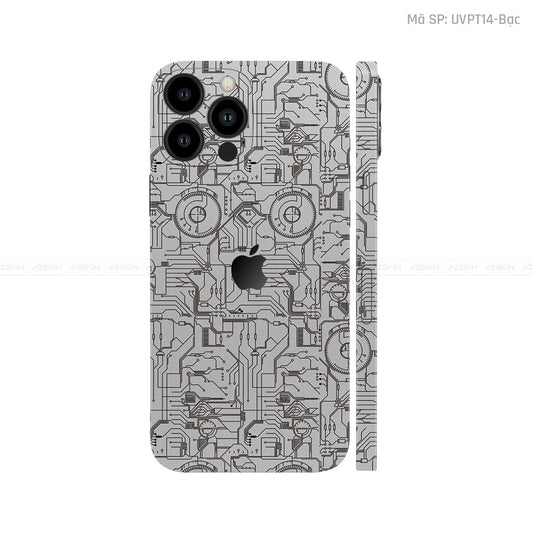 Dán Skin IPhone 14 Series Vân Vi Mạch 2023 Bạc | UVPT14