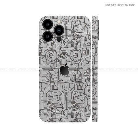 Dán Skin IPhone 14 Series Vân Vi Mạch 2023 Bạc | UVPT14