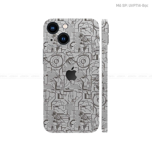 Dán Skin IPhone 14 Series Vân Vi Mạch 2023 Bạc | UVPT14