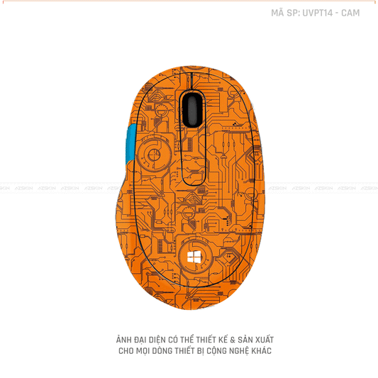 Skin Dán Chuột Microsoft Vân Nổi Hình VI MẠCH 2023 Màu Cam | UVPT14