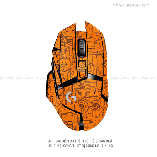 Skin Dán Chuột Logitech Vân Nổi VI MẠCH 2023 Màu Cam | UVPT14