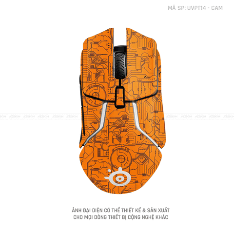 Skin Dán Chuột Steelseries Vân Nổi VI MẠCH 2023 Cam | UVPT14