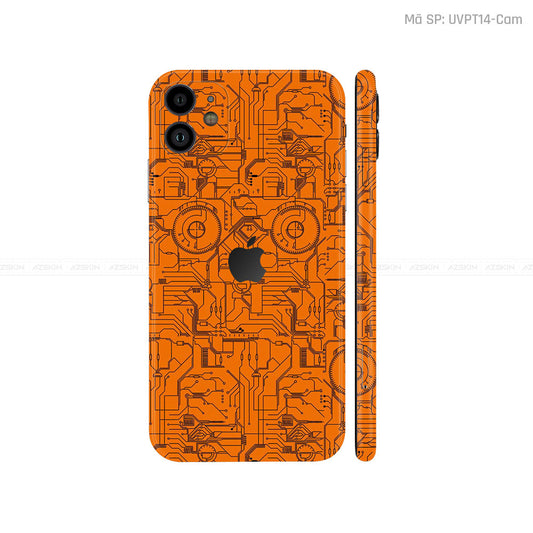 Dán Skin IPhone 11 Series Vân Vi Mạch 2023 Cam | UVPT14