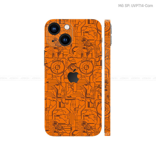 Dán Skin IPhone 14 Series Vân Vi Mạch 2023 Cam | UVPT14
