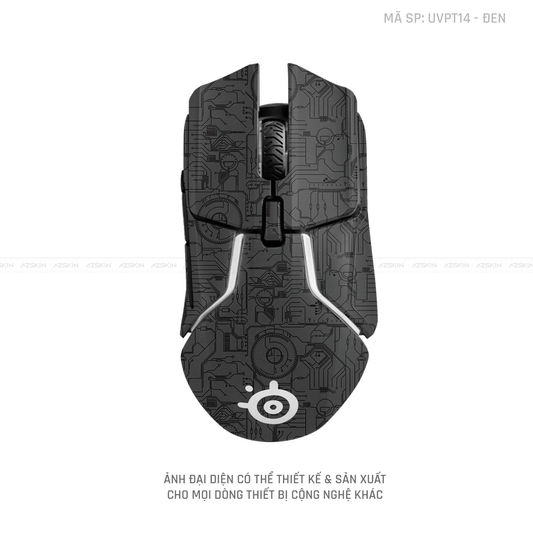 Skin Dán Chuột Steelseries Vân Nổi VI MẠCH 2023 Đen | UVPT14