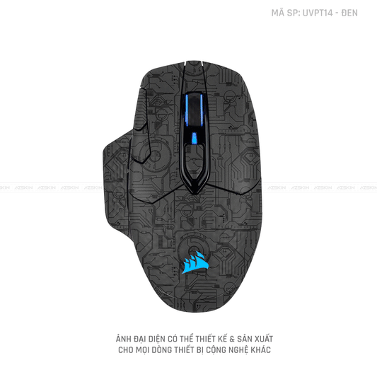 Skin Dán Chuột Corsair Vân Nổi Vi Mạch 2023 Màu Đen | UVPT14