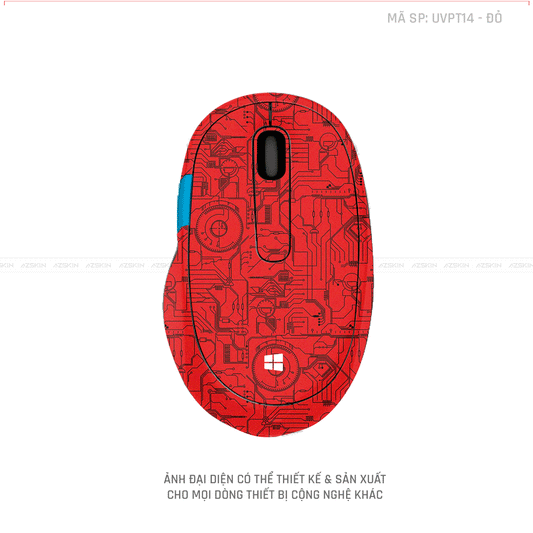 Skin Dán Chuột Microsoft Vân Nổi Hình VI MẠCH 2023 Màu Đỏ | UVPT14