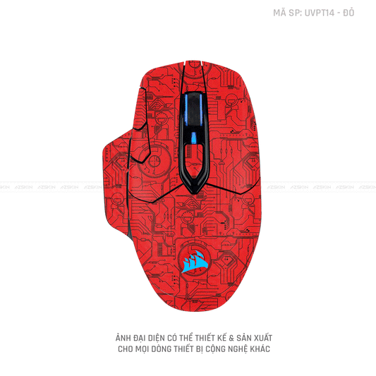 Skin Dán Chuột Corsair Vân Nổi Vi Mạch 2023 Màu Đỏ| UVPT14