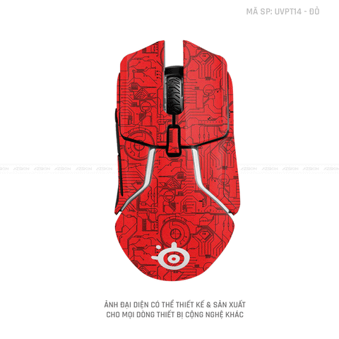 Skin Dán Chuột Steelseries Vân Nổi VI MẠCH 2023 Đỏ | UVPT14