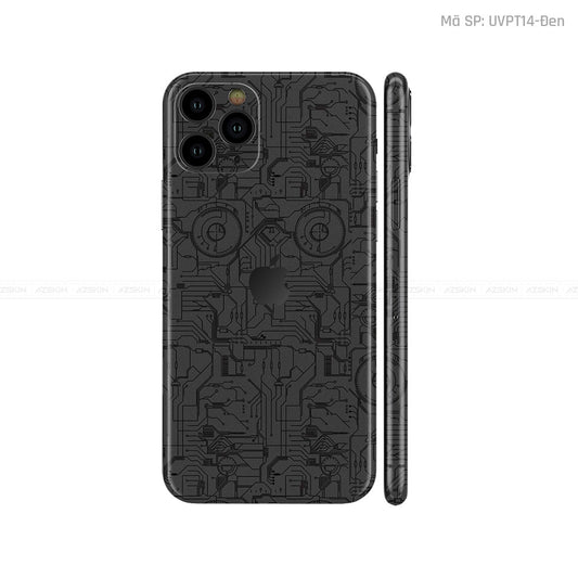 Dán Skin IPhone 11 Series Vân Vi Mạch 2023 Đen | UVPT14