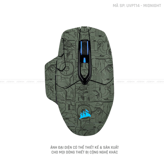 Skin Dán Chuột Corsair Vân Nổi Vi Mạch 2023 Màu MIDNIGHT | UVPT14