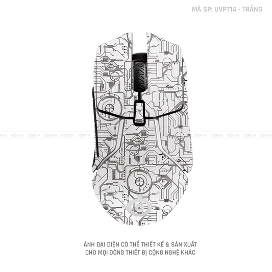 Skin Dán Chuột Steelseries Vân Nổi VI MẠCH 2023 Trắng | UVPT14