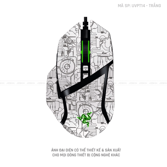 Skin Dán Chuột Razer Vân Nổi Hình Vi MẠCH 2023 Trắng | UVPT14