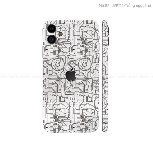 Dán Skin IPhone 11 Series Vân Vi Mạch 2023 Trắng | UVPT14