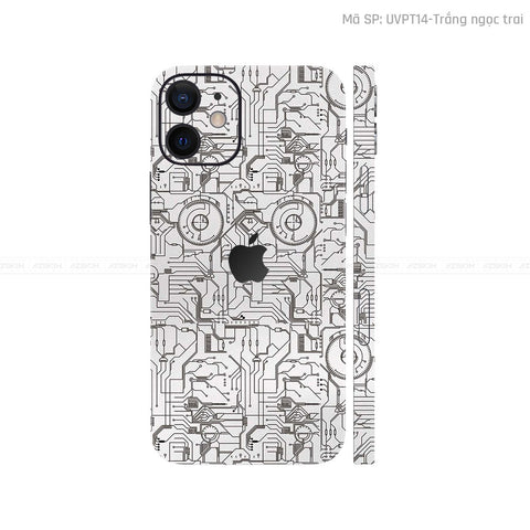Dán Skin IPhone 12 Series Vân Nổi Vi Mạch Trắng | UVPT14