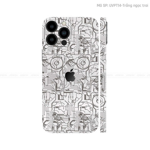 Dán Skin IPhone 12 Series Vân Nổi Vi Mạch Trắng | UVPT14